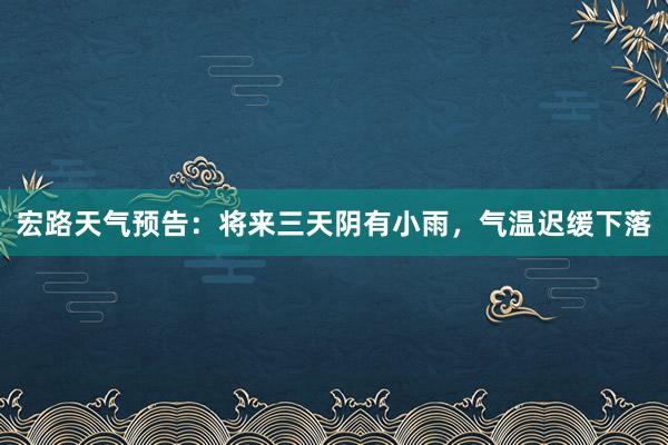 宏路天气预告:将来三天阴有小雨,气温迟缓下落