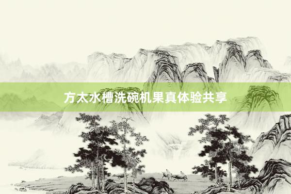 方太水槽洗碗机果真体验共享